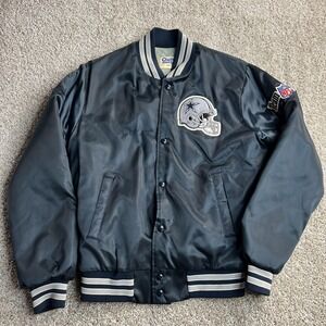 Vintage Dallas Cowboys Jacket Mens Small Blue NFL Football Chalk Line Bomber